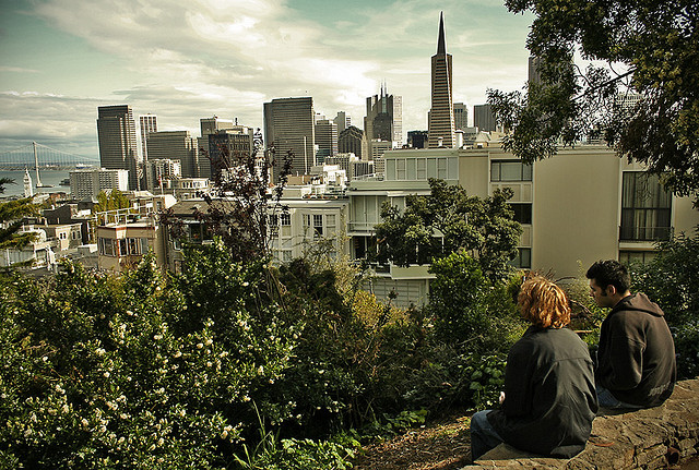 hillside overlook view of downtown san francsico