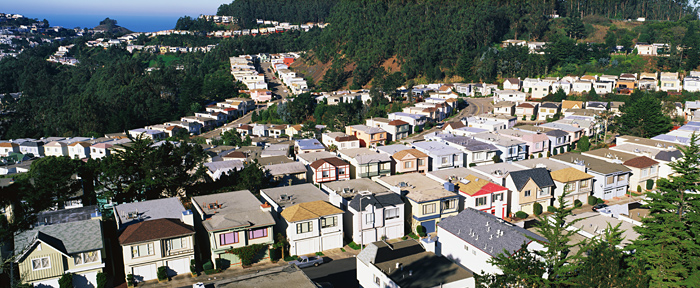 ariel view of SF houses