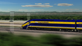 high speed train travelling across central valley of California