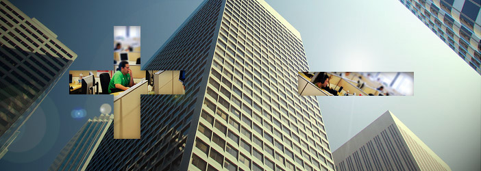 office buildings as seen from below