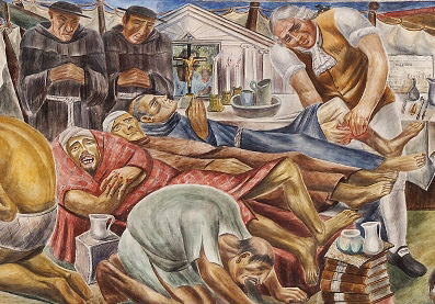 detail of history of medicine fresco